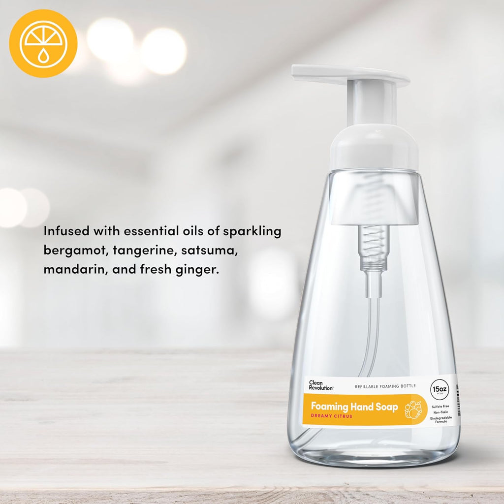 Clean Revolution Ready to Use Foaming Hand Soap | Three Pack | Jumbo 15oz Bottles | Gentle