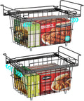 iSPECLE Freezer Organizer Bins - 2 Pcs Hanging Baskets for Deep Freezer, Adjustable Wider & Deeper