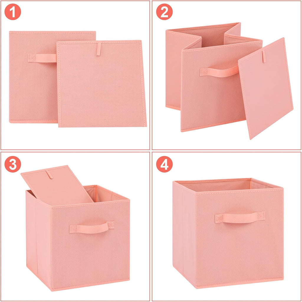 Stero 13x13x13 Inch Fabric Storage Bins 6 Pack Fun Colored Durable Storage Cubes with Handles