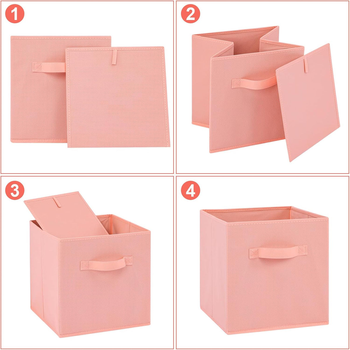 Stero 13x13x13 Inch Fabric Storage Bins 6 Pack Fun Colored Durable Storage Cubes with Handles