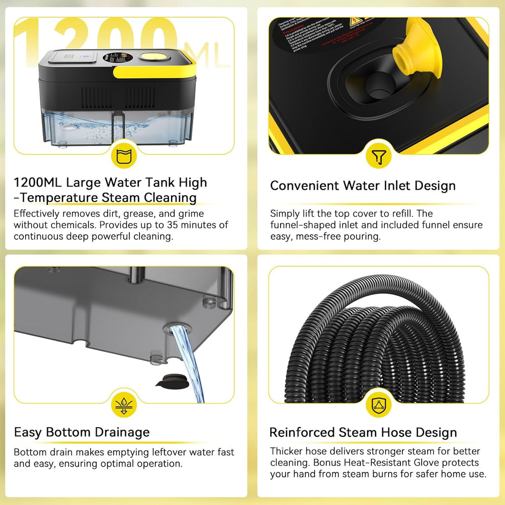 Steam Cleaner, 2500W High Pressure Steam Cleaner for Home, 10s Fast Heat-Up, Chemical-Free Steamer