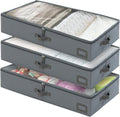 6-Inch Under Bed Storage Containers (3-Pack) | Sturdy Sidewalls | Clear Cover & Label Holder |