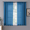 Tollpiz Short Sheer Curtains Linen Textured Bedroom Curtain Sheers Light Filtering Rod Pocket Voile