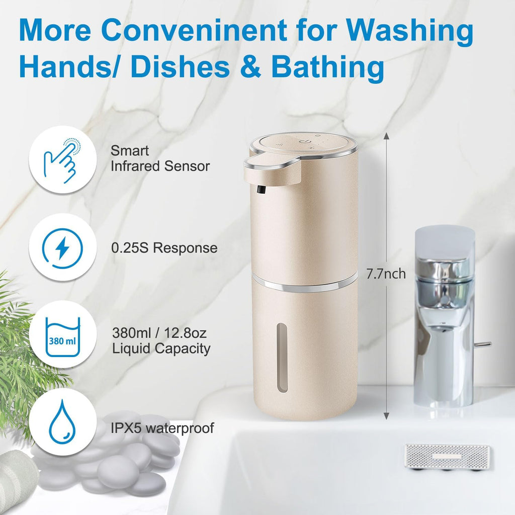 Automatic Foaming Soap Dispenser,4-Level Adjustable Foam, Wall Mount,USB Rechargeable,12.8oz/