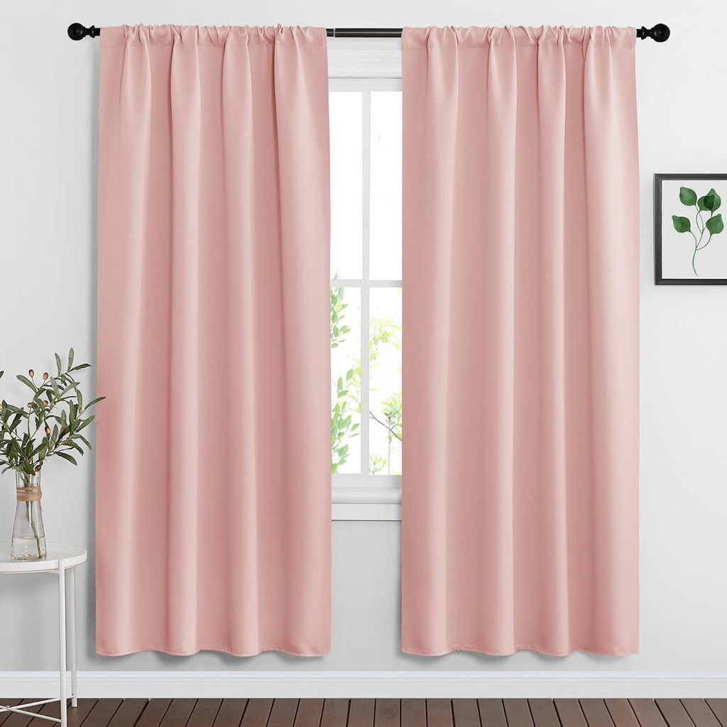 RYB HOME Peach Blush Rod Pocket Blackout Curtains for Bedroom Living Room Dining Baby Nursery