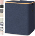 BALEINE Laundry Hamper with Lid, Tall Laundry Baskets with Bamboo Pull Handles, Large Laundry Bin
