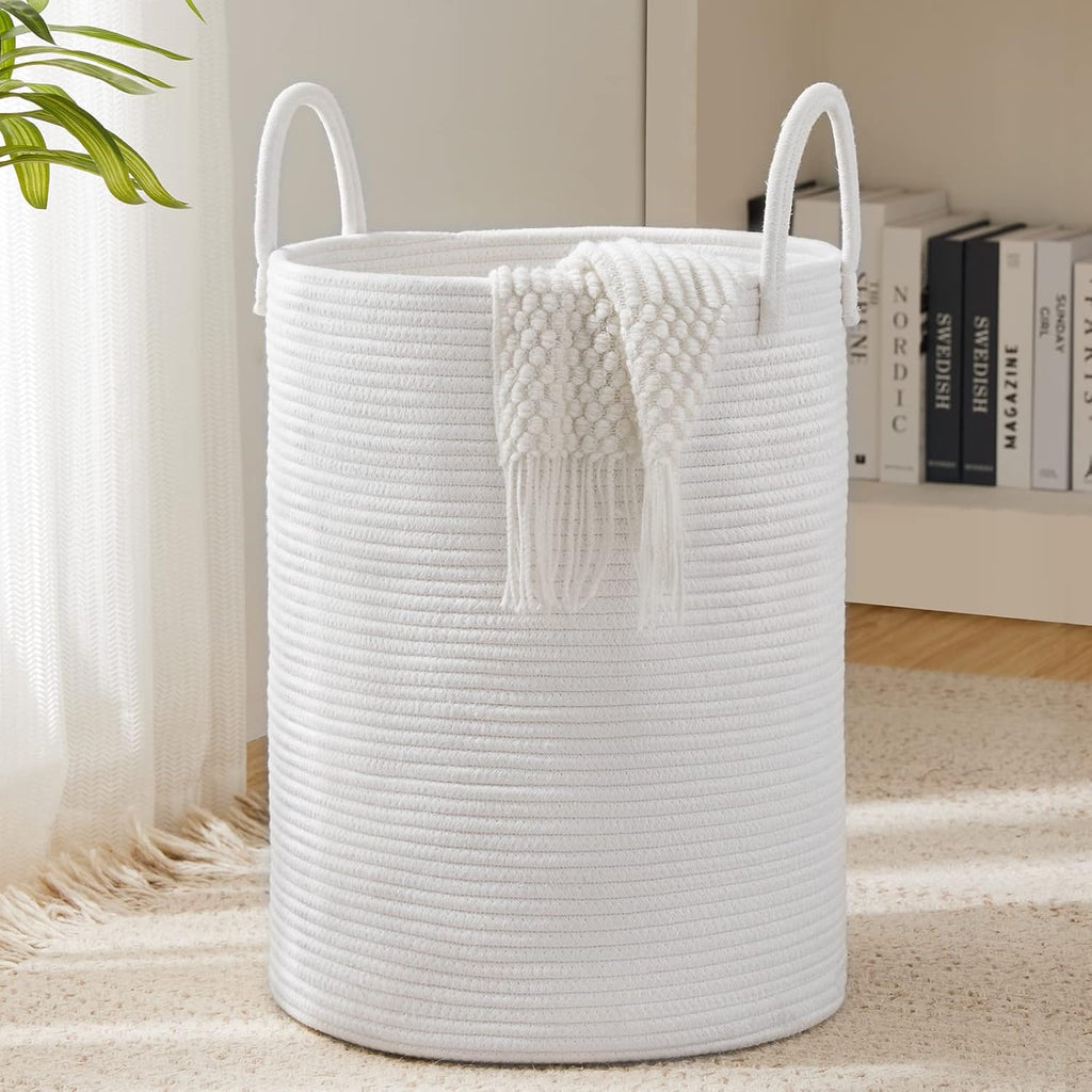 Woven Rope Laundry Hamper Basket by YOUDENOVA, 72L Tall Luandry Basket, Baby Nursery Hamper for