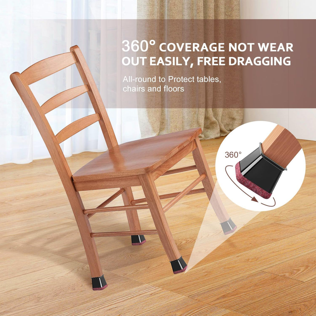 Chair Leg Floor Protectors Square Chair Leg Protectors for Hardwood Floors Silicone Caps Felt