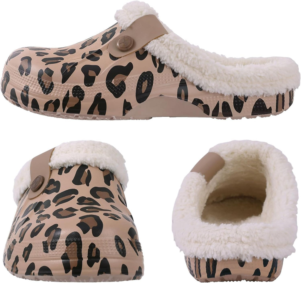 Beslip Classic Fur Lined Clogs Waterproof Winter Fuzzy Slippers for Women Men Indoor and Outdoor