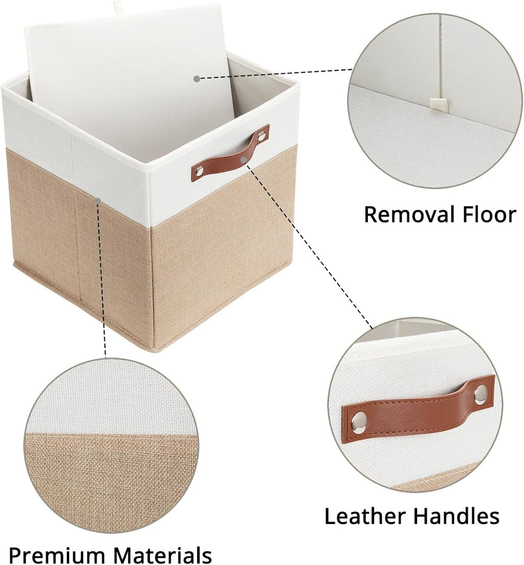 HNZIGE Fabric Storage Baskets Cubes Bins for Shelves, 11 x11 Foldable Storage Bins, Decorative