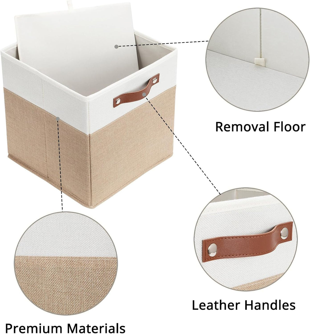 HNZIGE Fabric Storage Baskets Cubes Bins for Shelves, 11 x11 Foldable Storage Bins, Decorative
