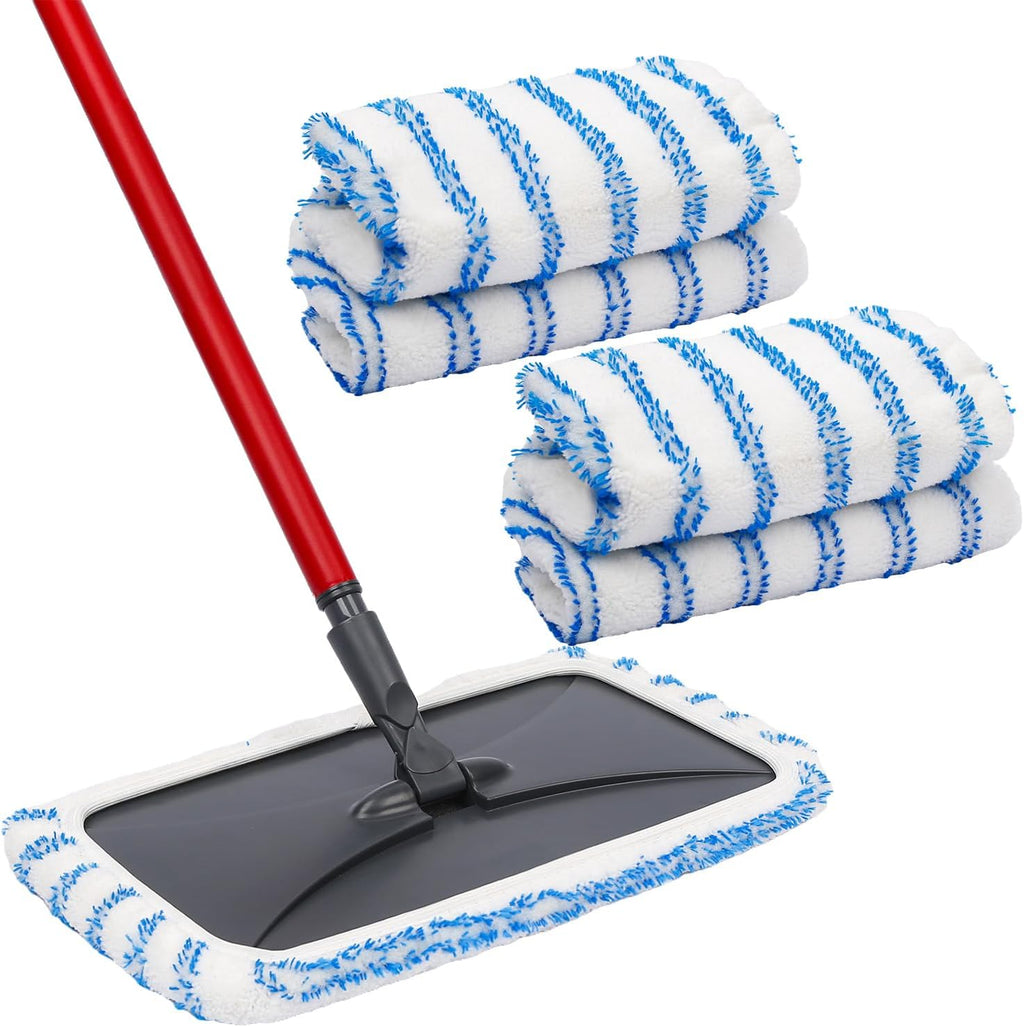 4 Pack Reusable Mop Replacement Pads Suitable for 15*8 inch Flat Mops, Compatible with Hardwood