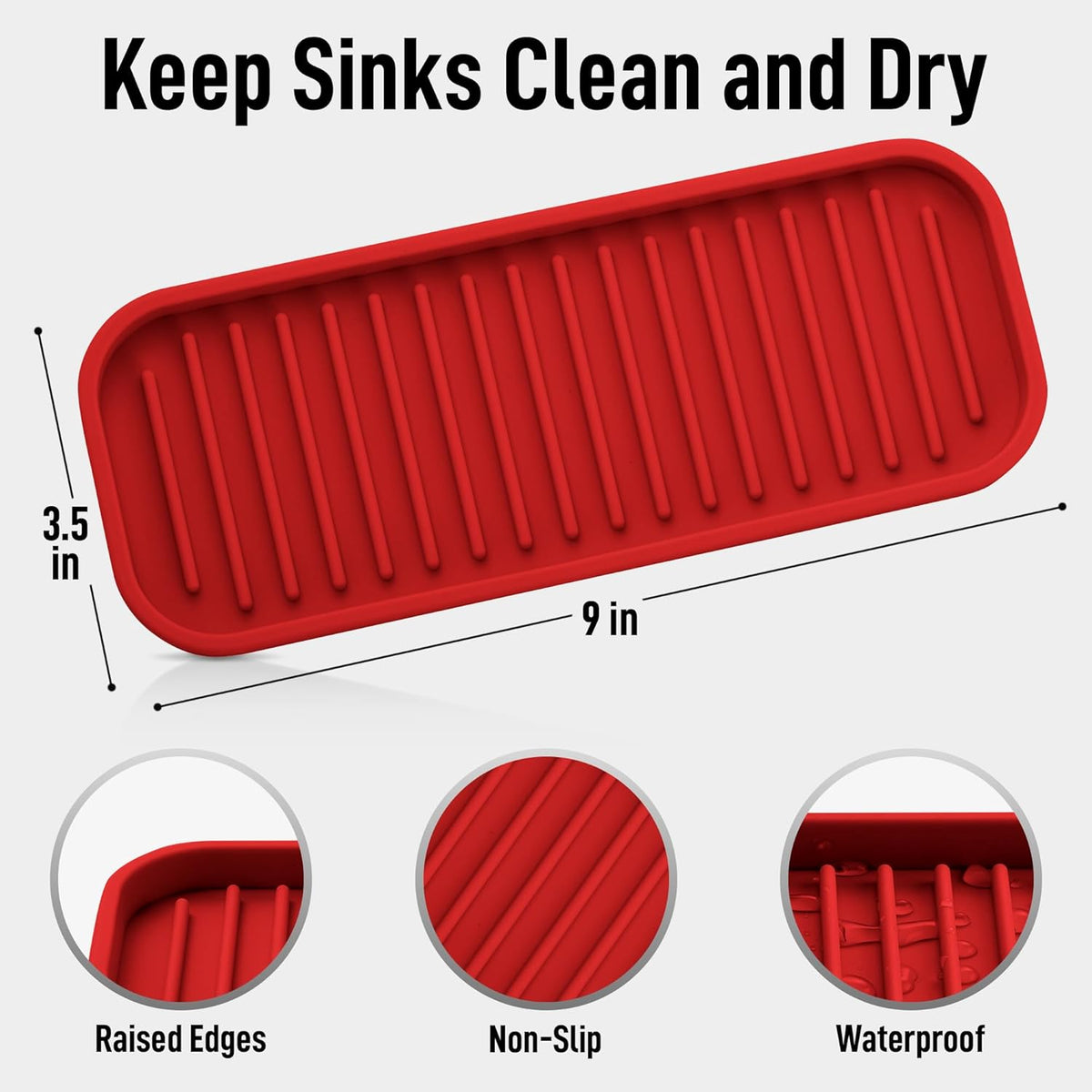 Zulay Kitchen (9x3.5) Silicone Sponge Holder for Kitchen Sink - Flexible Multipurpose Kitchen Soap