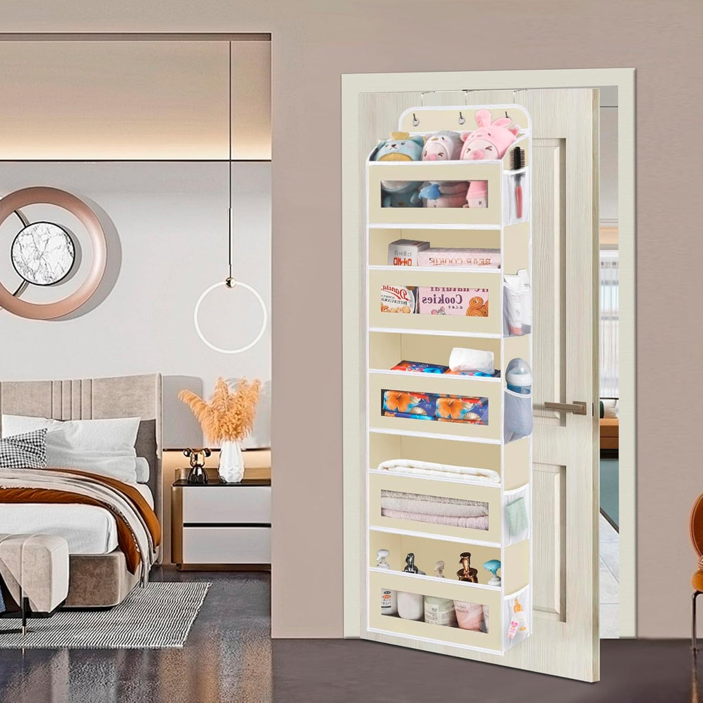 Over The Door Organizer, 5 Shelves Closet Door Hanging Organizer with 10 Mesh Pockets, Nursery