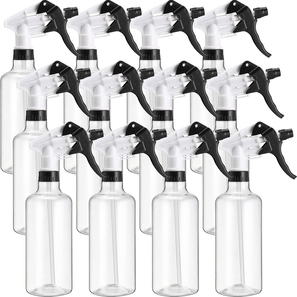 Eccliy 12 Pcs 16 Oz Plastic Spray Bottle, Adjustable Empty Reusable Sprayer for Cleaning, Planting