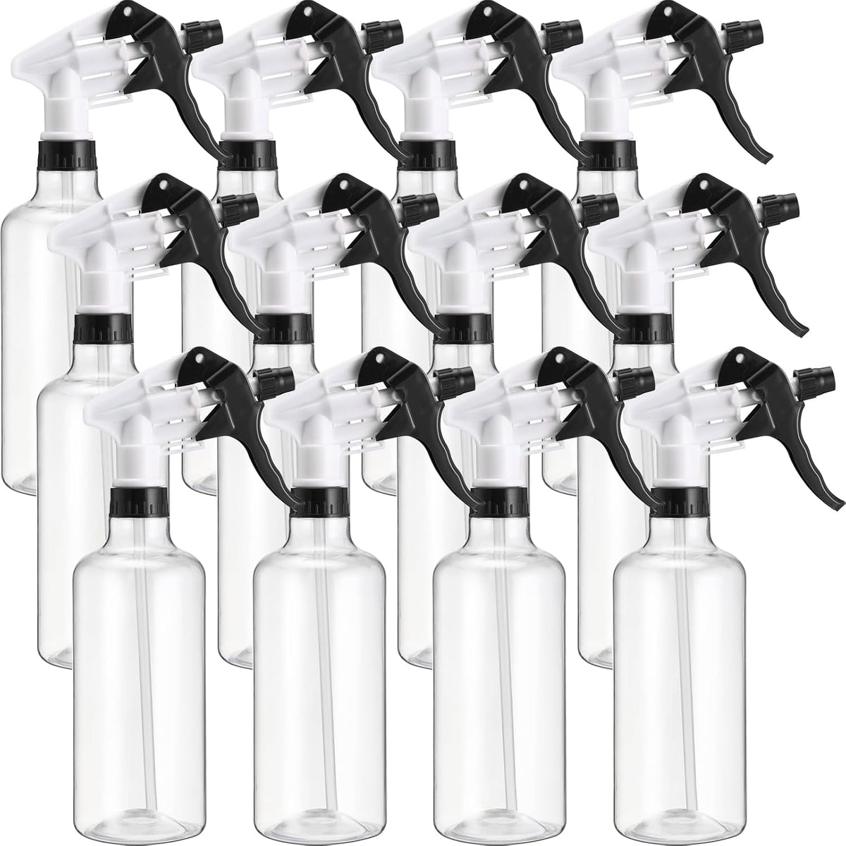 Eccliy 12 Pcs 16 Oz Plastic Spray Bottle, Adjustable Empty Reusable Sprayer for Cleaning, Planting