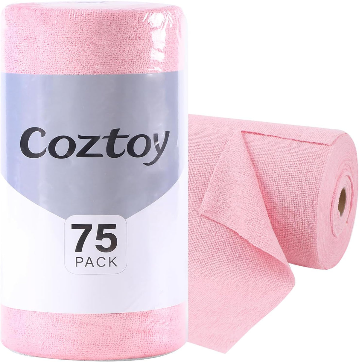 Microfiber Cloth Roll 75 Pack, 180GSM, Tear Away Microfiber Towels 12x12 Inch, Reusable Cleaning