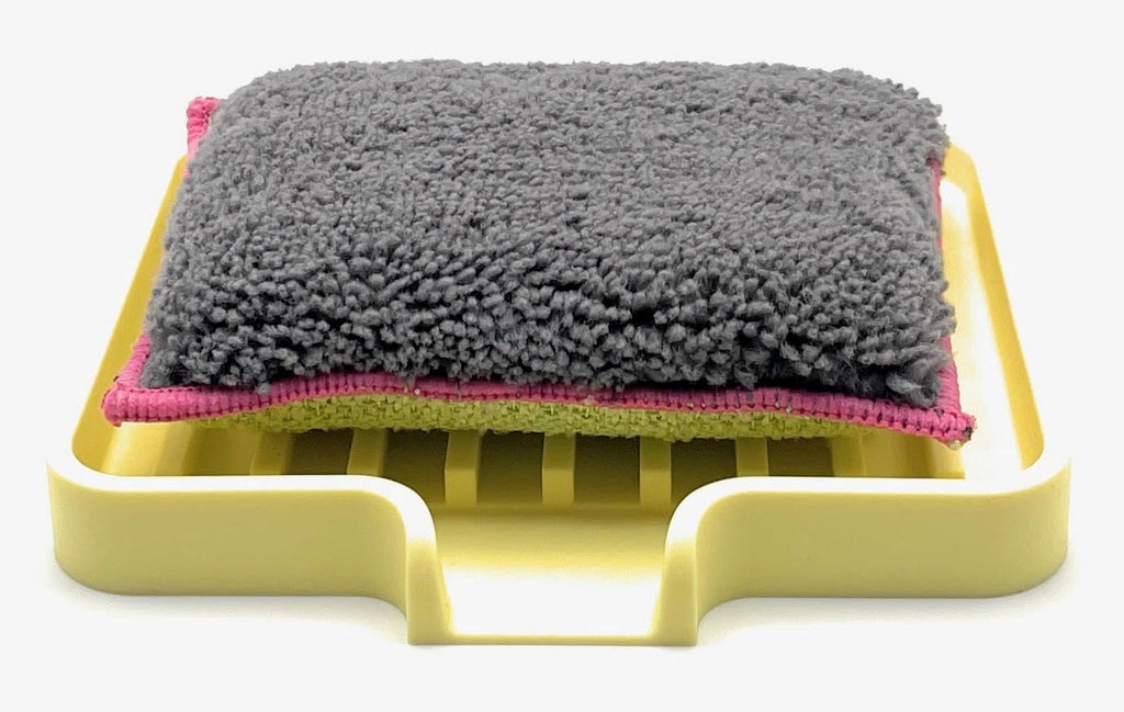 Happitasa Silicone Soap Dish Tray and Sponge Holder with Drain Chute, Pack of 2 | Bathroom and