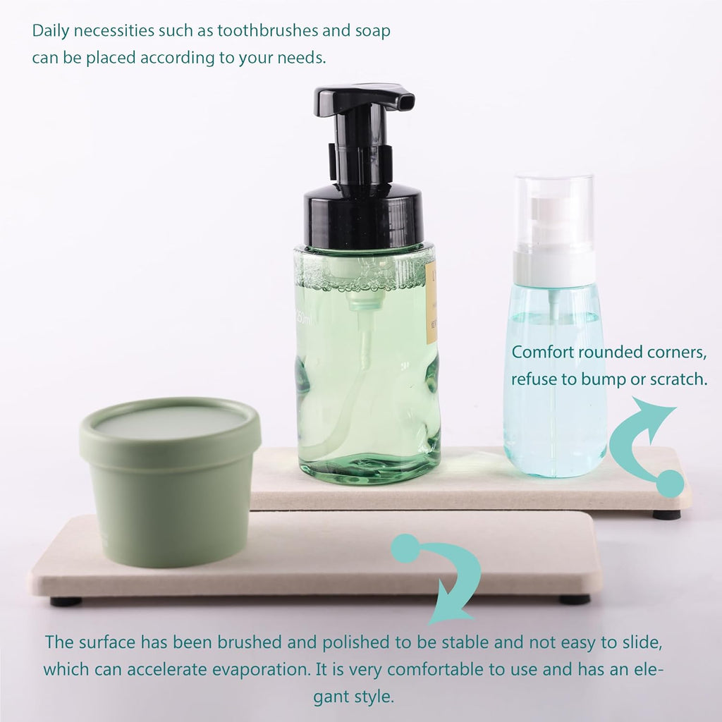 2 Pcs Water Absorbing Stone Trays, Kitchen/Bathroom Sink Soap Dish, Diatomite Tray Used for Hand