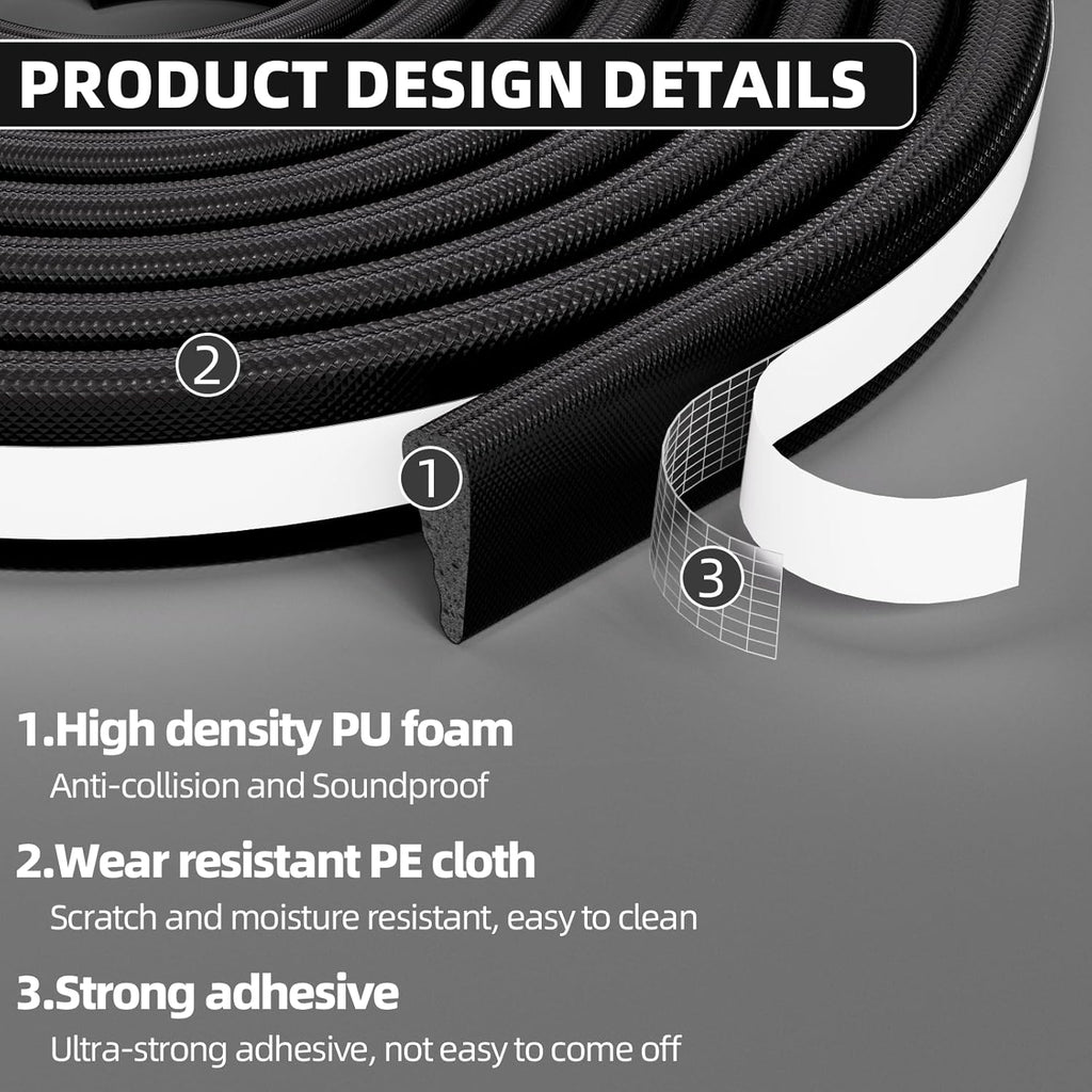 3Pcs×196" Wedge Weather Stripping Door Seal Strip for Door Frame & Window,Self Adhesive Window