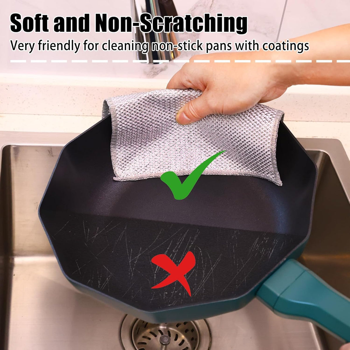 Navona 30 Pcs New Upgrade Steel Wire Dishcloth,Double-Layer Steel Wire Cleaning Cloth,Powerful