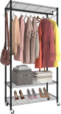 Rolling Portable Garment Rack,Freestanding Clothes Racks, Portable Closet Wardrobe with 3