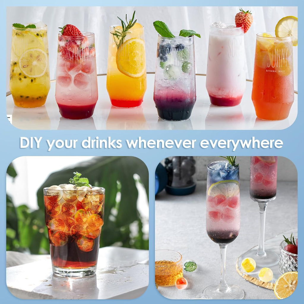 WIBIMEN Ice Cube Tray with Lid and Bin - Round Ice Trays for Freezer with Lid - Ice Cube Trays for