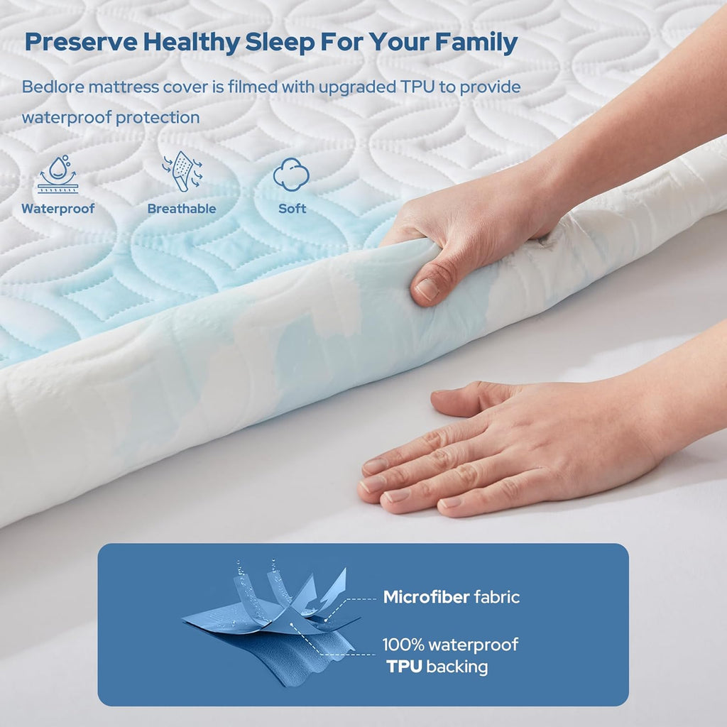 BEDLORE Waterproof Mattress Protector, Full Size Mattress Pad with Deep Pocket 6"-15" Depth, Soft