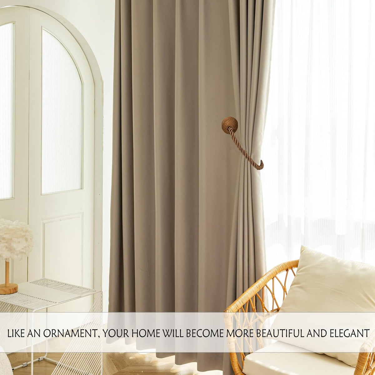 Magnetic Curtain Tiebacks Rope Curtain Tie Backs for Curtains 4 Pack Curtain Holders for Drapes