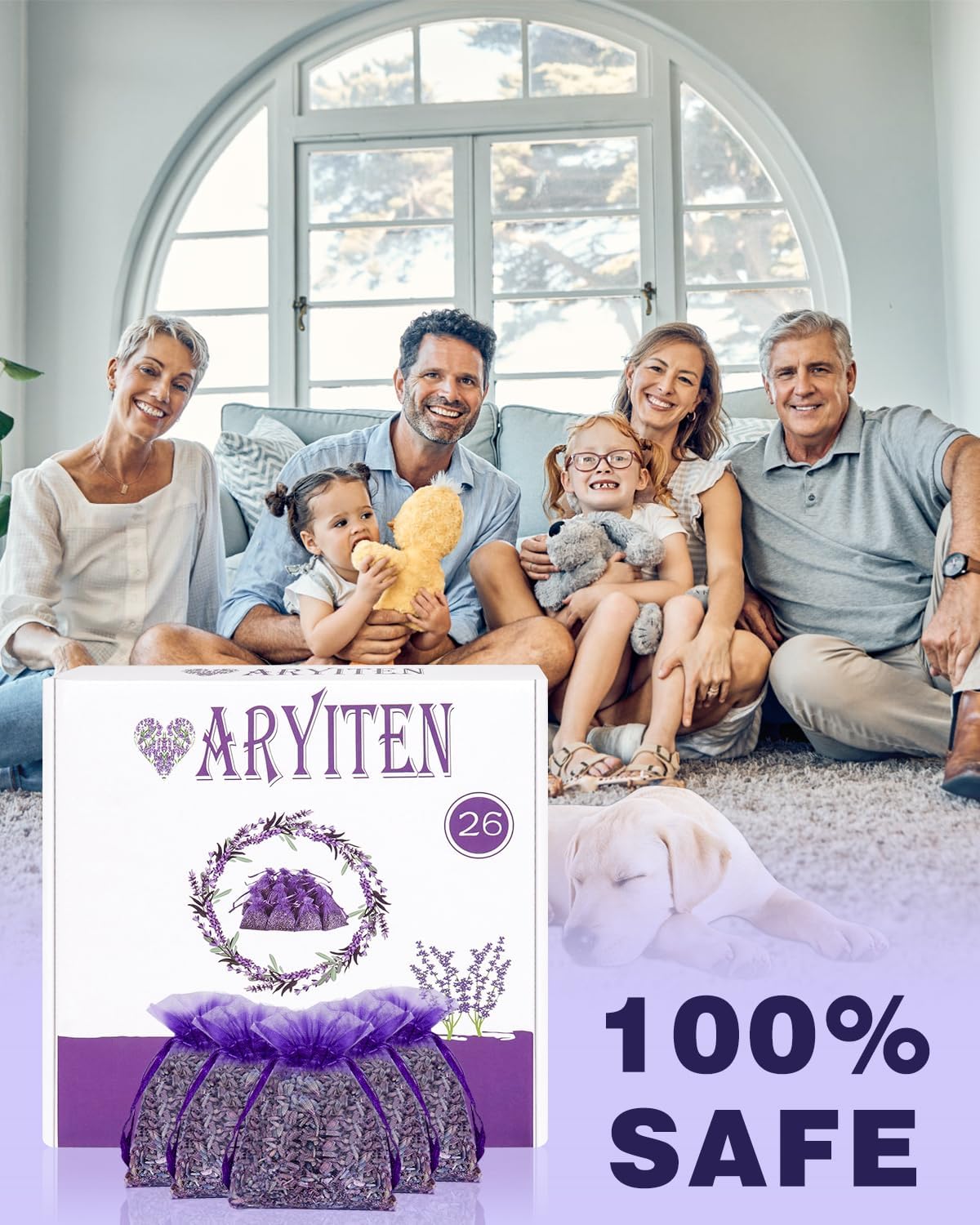 20 Pack Lavender Sachet Bags, 100% Natural French Dried Lavender Sachets for Drawers and Closets