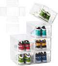 Modular XX-Large Shoe Organizer,6 Pack Shoe Storage Organizer Easy to Assemble,Shoe Box Clear