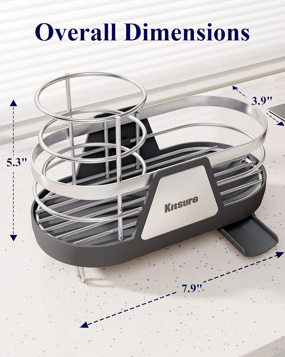 Kitsure Sponge Holder for Kitchen Sink - Space-Saving Kitchen Sink Caddy, Rustproof Metal Organizer