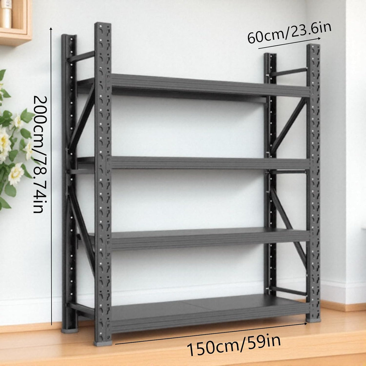 Storage Shelves Heavy Duty, Metal Garage Shelving Units, 4 Tier Storage Rack Shelf, Steel