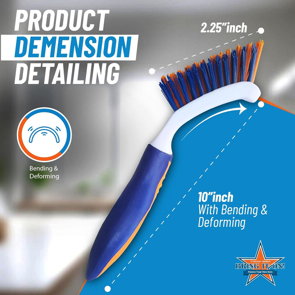 Bring It On Grout Cleaning Brush – Crevice Cleaning Brush with Stiff Nylon Bristles – 8-inch