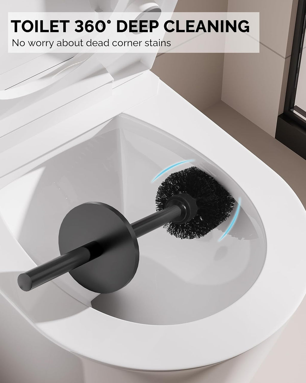 Toilet Brush and Holder Set, Stainless Steel Toilet Bowl Brush with Lid, Rust Proof Toilet Cleaner