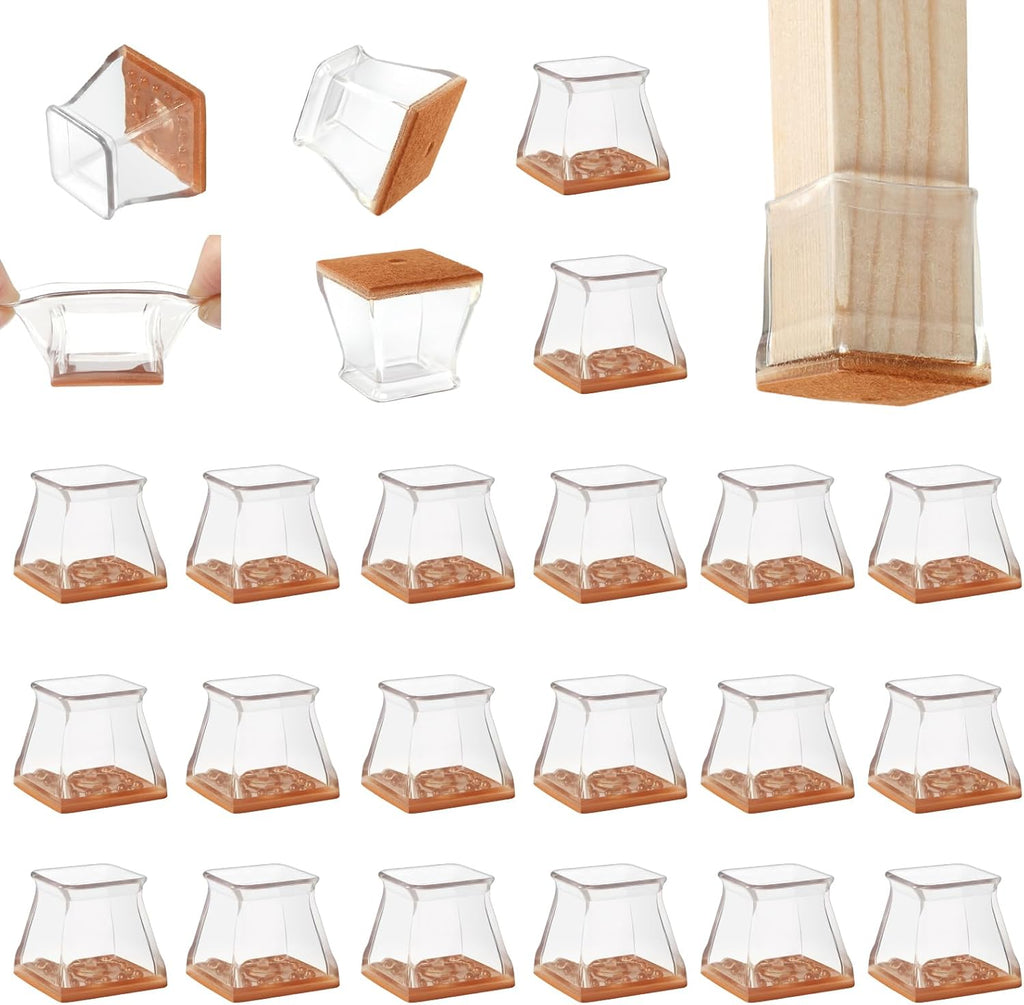 CHUNZEXI 48 Pack Square Chair Leg Floor Protectors for Hardwood Floors, Silicone Felt Covers Pads