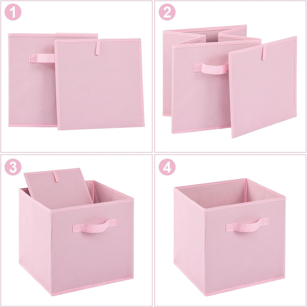 Stero Fabric Storage Bins 6 Pack Fun Colored Durable Storage Cubes with Handles Foldable Cube