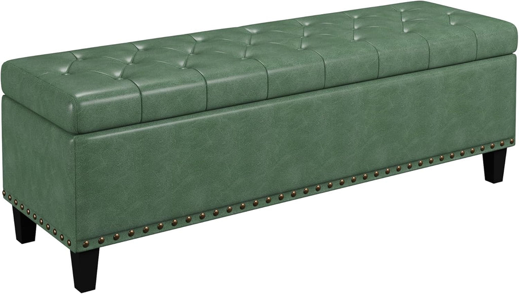 Storage Ottoman Bench, 51-Inch Large Storage Bench for Bedroom End of Bed, 30 Gallons Faux Leather