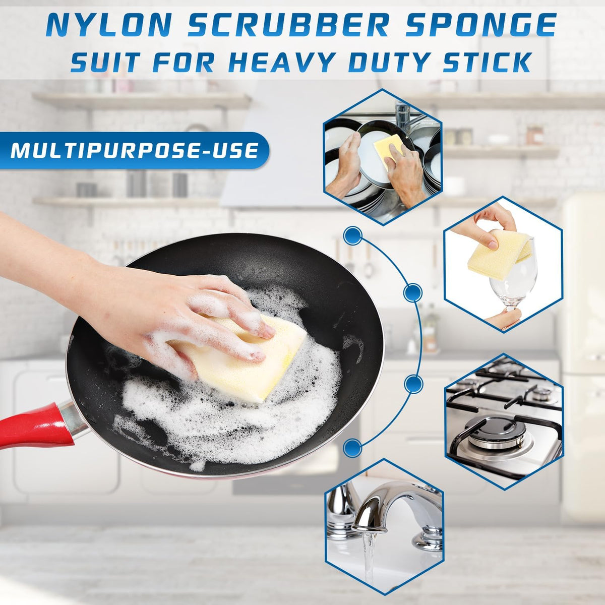 All-Purpose Non Scratch Sponges，Sponges Kitchen for Washing and Cleaning Dishes, Non-Stick