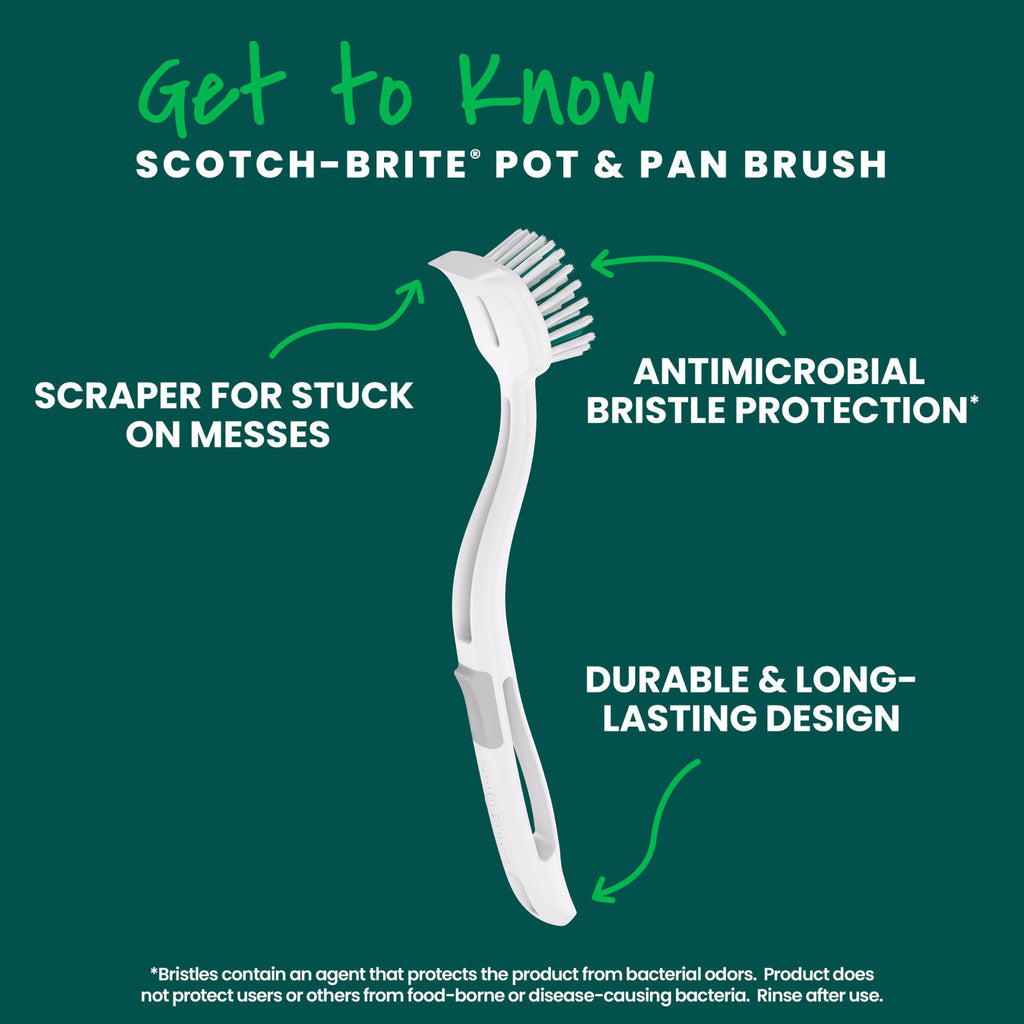 Scotch-Brite Pot Pan & Dish Brush, Scrub Brushes for Cleaning Kitchen and Washing Dishes, 1 Count