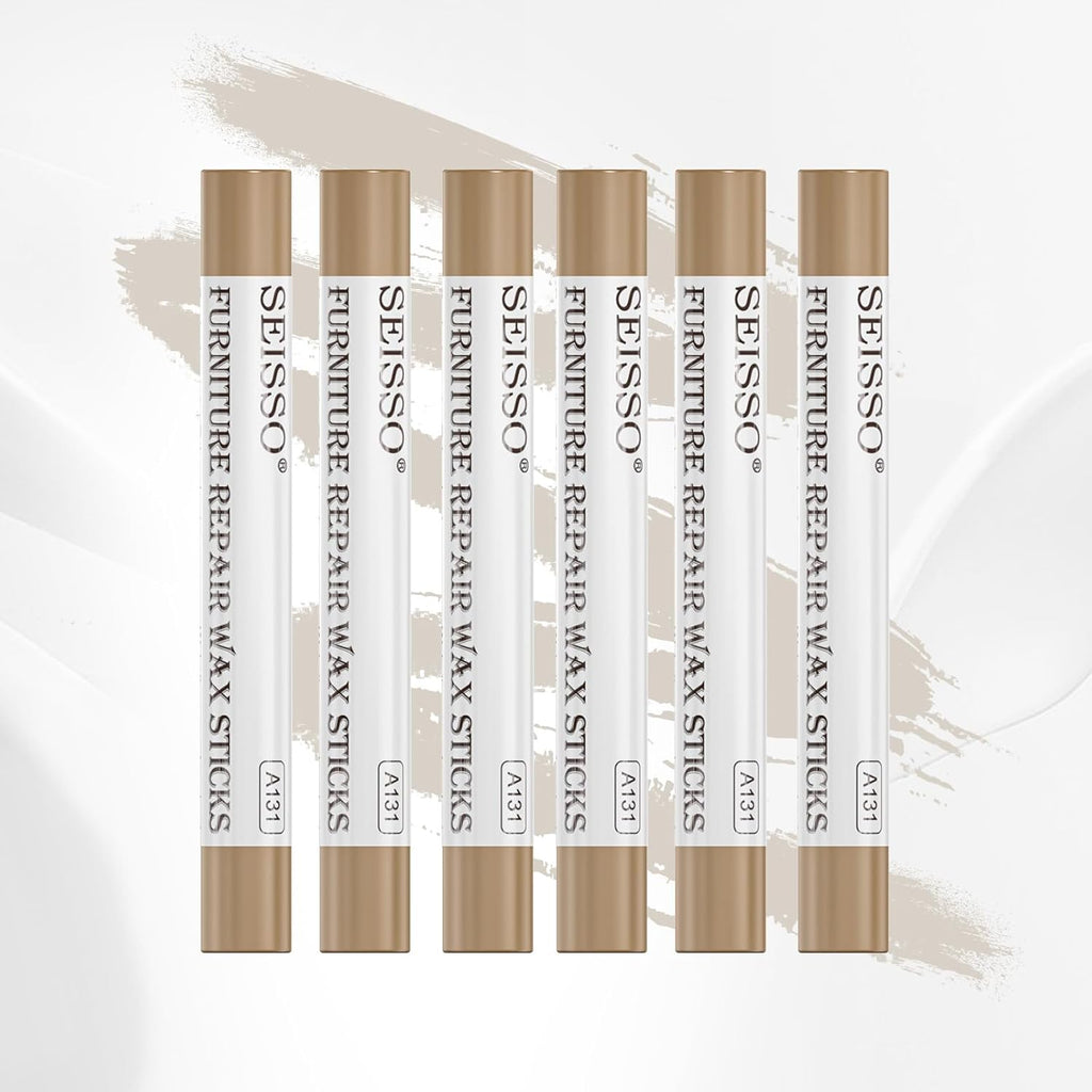 SEISSO Furniture Repair Crayon, 6 Pcs - Wood Filler Sticks, Scratch Repair Wax, Furniture Marking