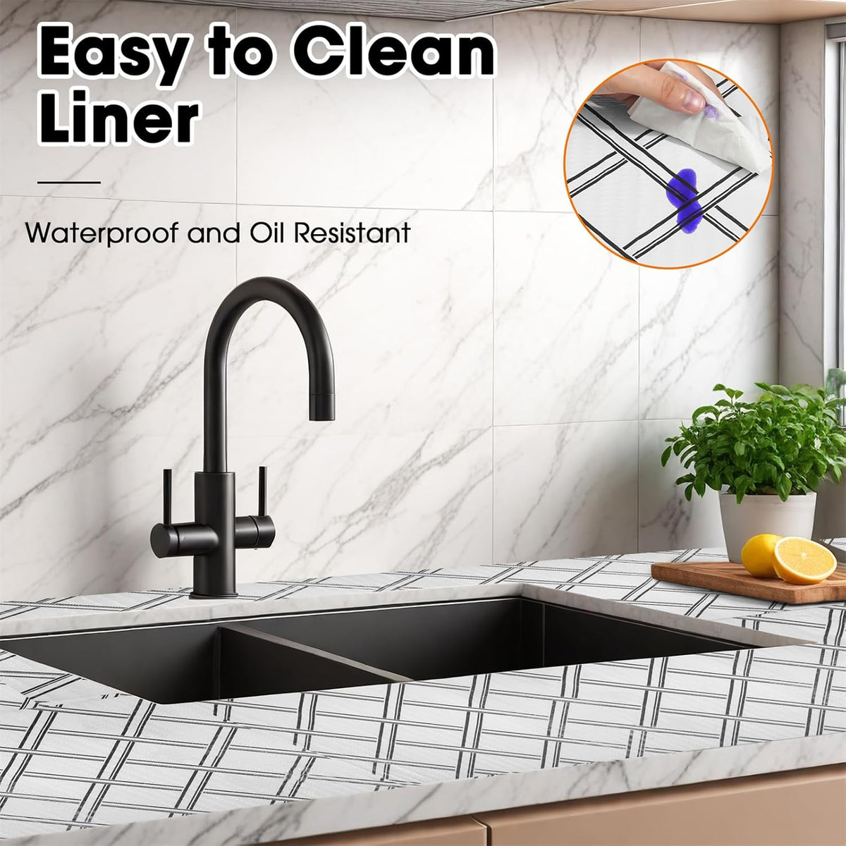 Drawer and Shelf Liner for Kitchen Cabinets Non-Adhesive, Non-Slip Cabinet Liner Shelf Paper Strong