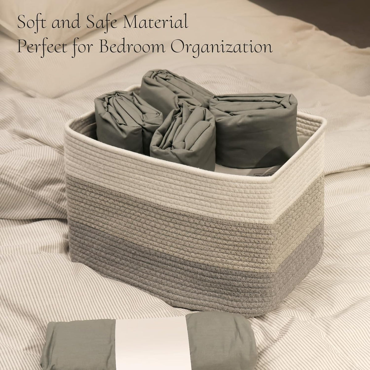 Hopegiver Woven Storage Baskets 15x11x10 Inch, 3 Pack Collapsible Cube Storage Bin for Shelves