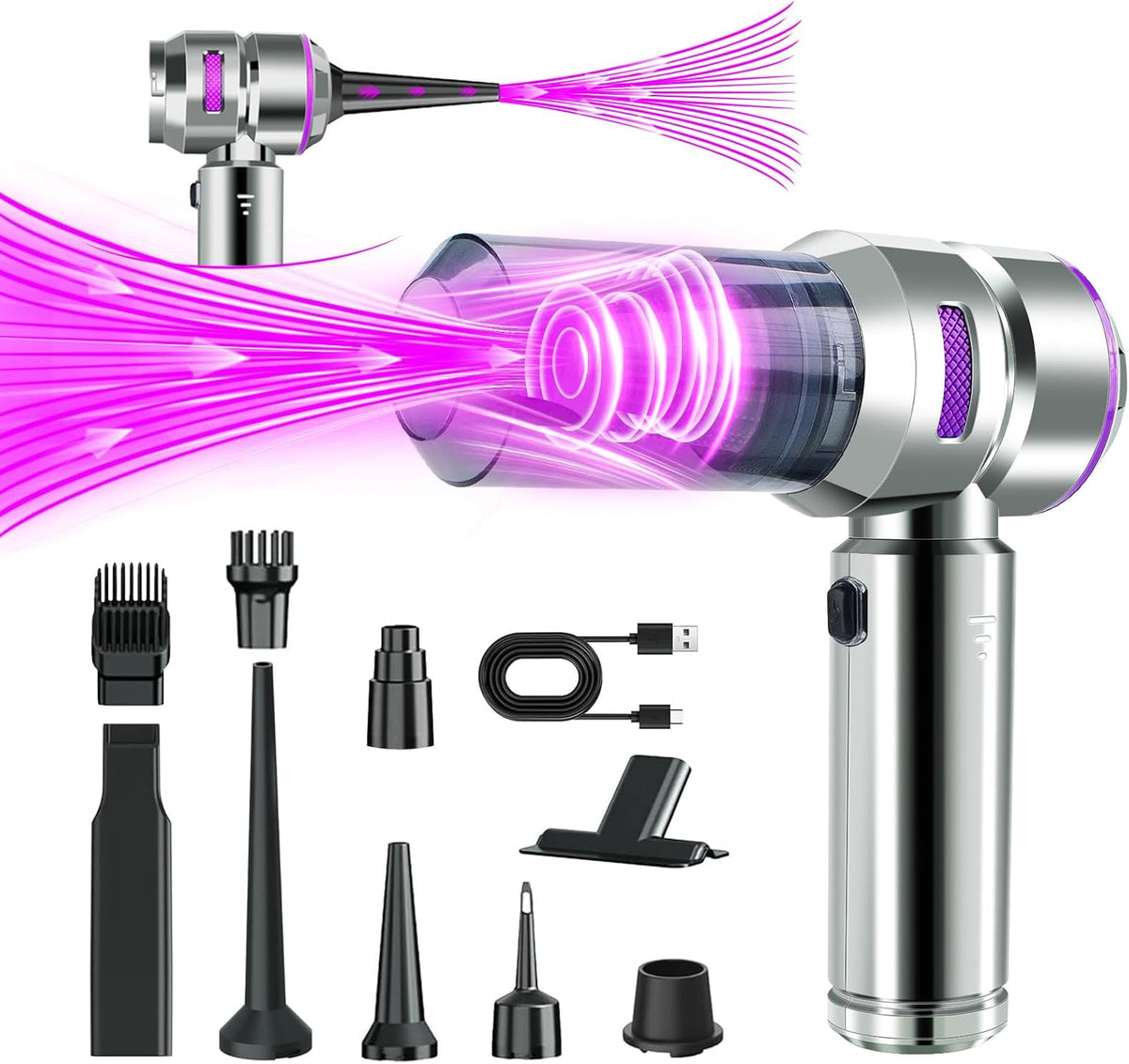 Car Vacuum Portable Cordless, 21000Pa Strong Suction Handheld Vacuum, 100W Auto Vac for Car