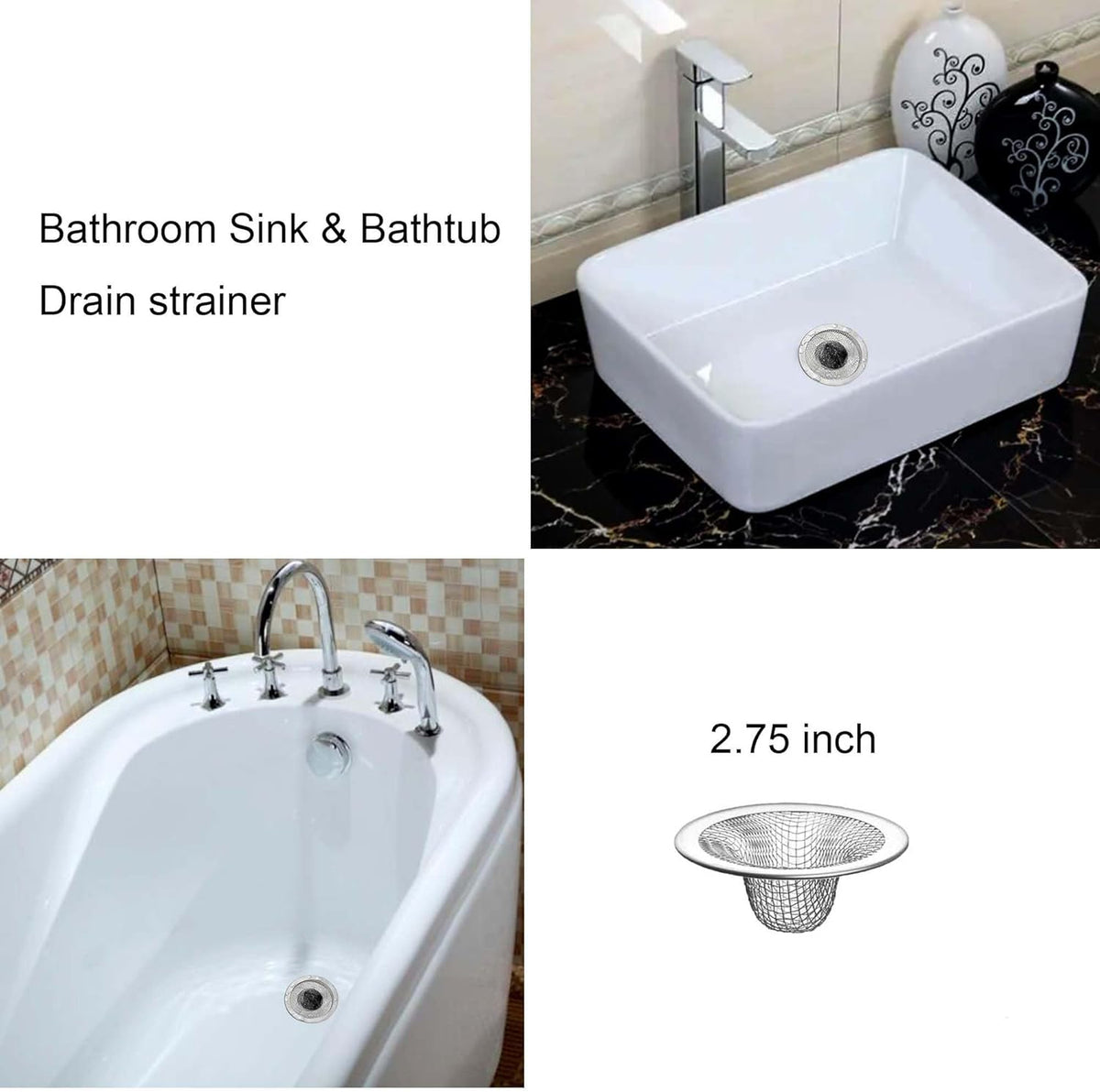20Pcs Bathroom Sink Drain Strainer Screen Mesh, 2.75'' Stainless Steel Slop Basket Filter Trap Sink
