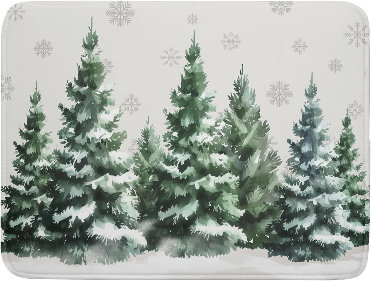Christmas Pine Tree Dish Drying Mat for Kitchen Counter 18x24 Inch Winter Decorative Dishes Mats
