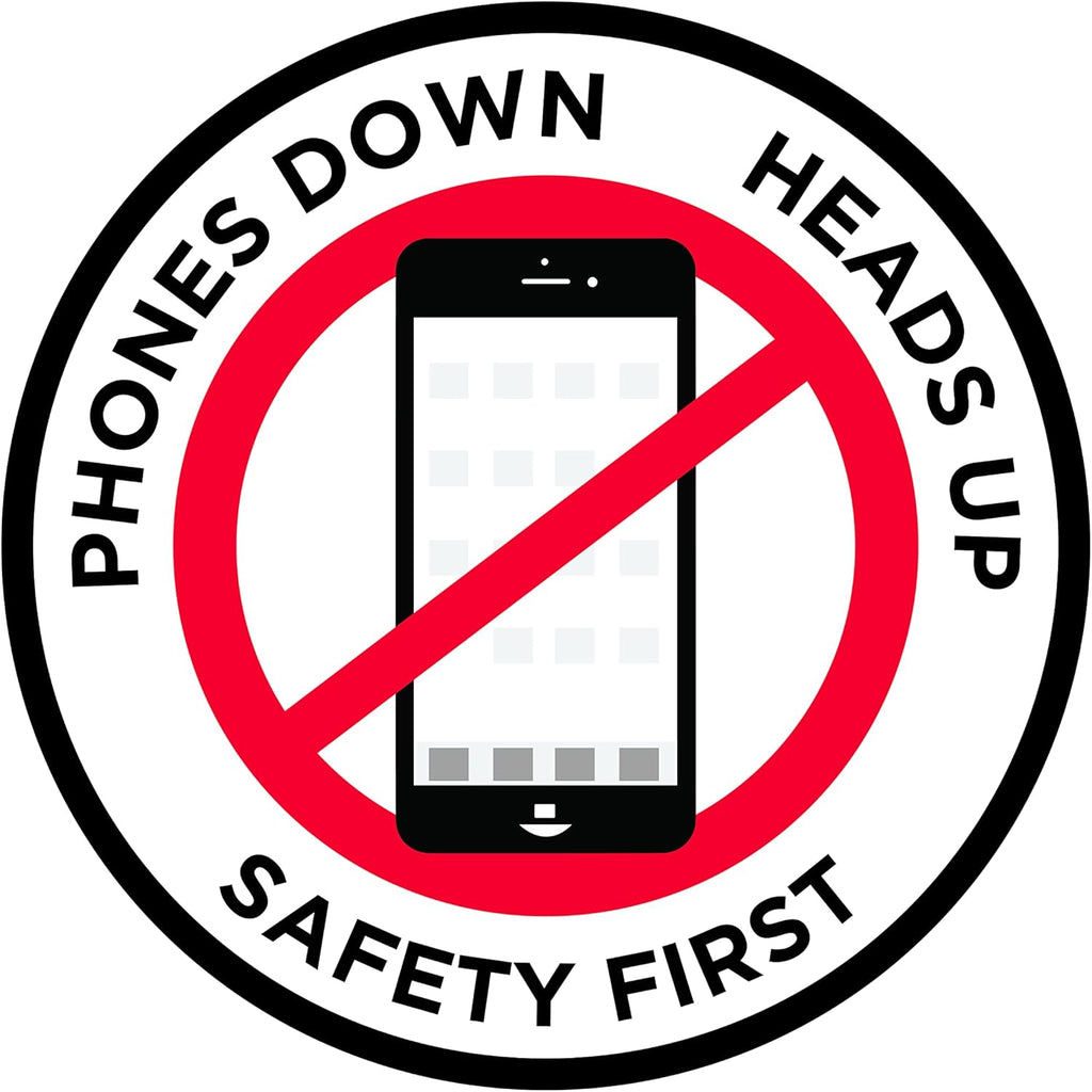 "Phones Down Heads Up" Safety Sign - Laminated Adhesive Floor Signs by Graphical Warehouse (16)