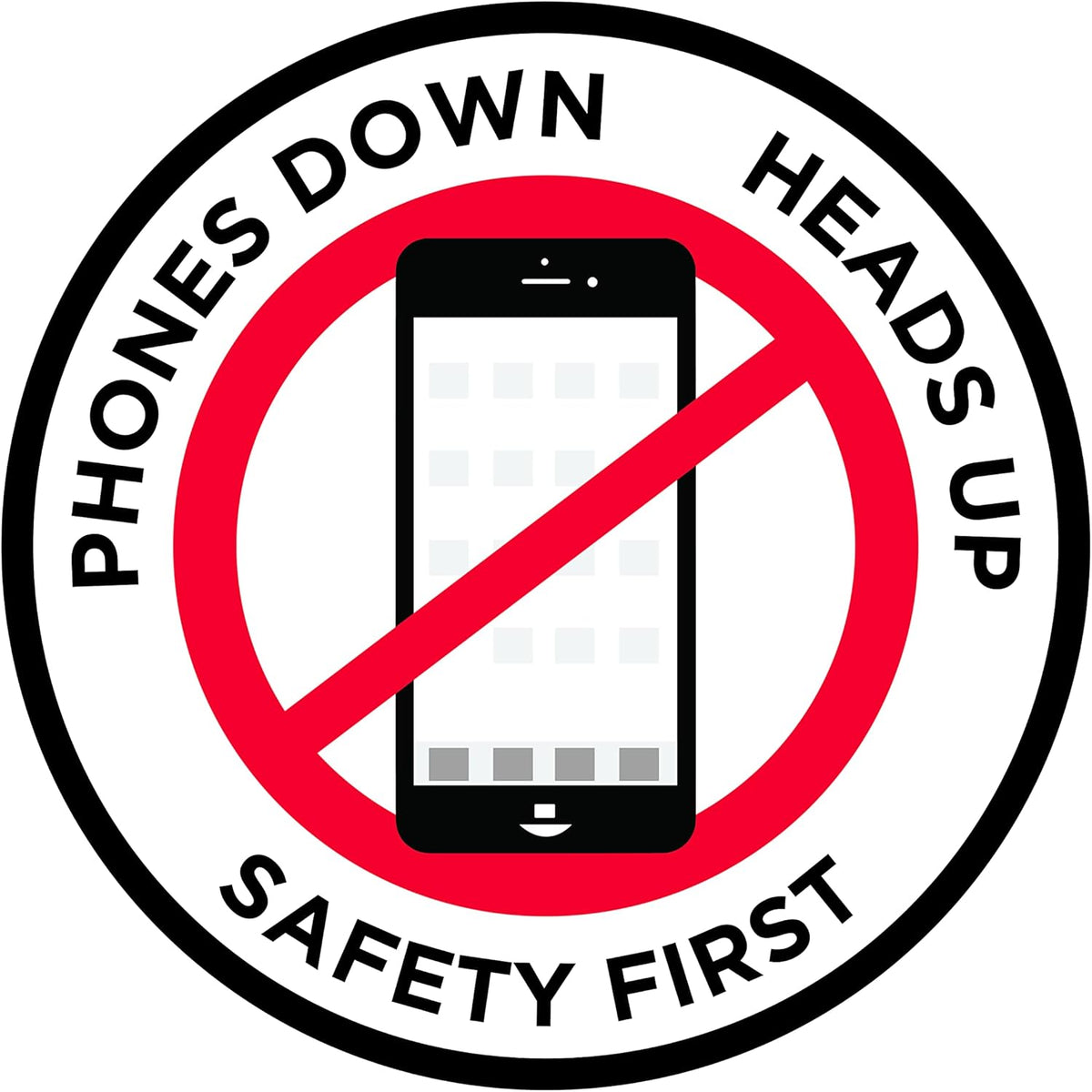 "Phones Down Heads Up" Safety Sign - Laminated Adhesive Floor Signs by Graphical Warehouse (16)
