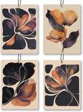 Boho Abstract Floral Car Air Freshener 4 Pcs, Retro Orange and Black Flower Hanging Scents Air