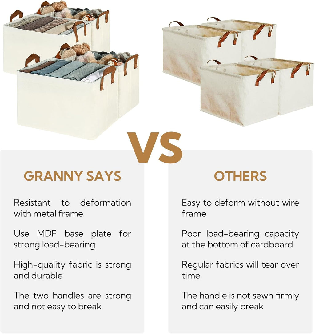 GRANNY SAYS Closet Storage Baskets, Collapsible Fabric Storage Bins with Metal Frame, Clothes